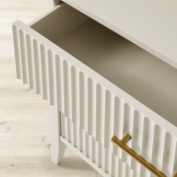 Louis 3-Drawer Fluted Nightstand Wood Bedside Storage Cabinet - Image 11