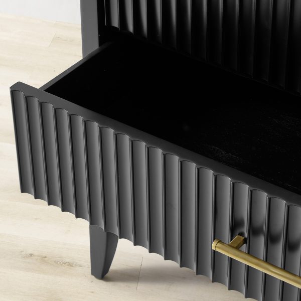 Louis 3-Drawer Fluted Nightstand Wood Bedside Storage Cabinet - Image 5