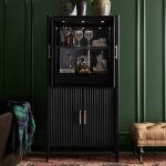 Louis Wood Bar Cabinet Constructivist-Inspired Wine Cabinet With Drawer - Image 2