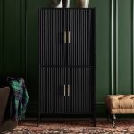 Louis Wood Bar Cabinet Constructivist-Inspired Wine Cabinet With Drawer - Image 3