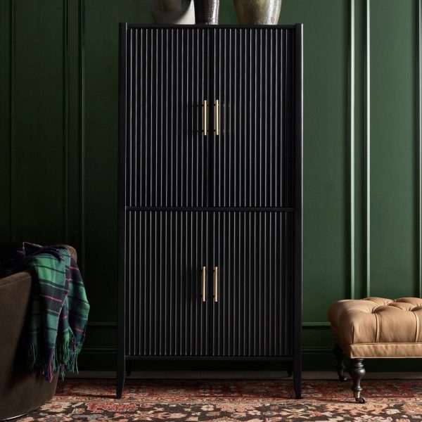 Louis Wood Bar Cabinet Constructivist-Inspired Wine Cabinet With Drawer - Image 3