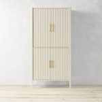 Louis Wood Bar Cabinet Constructivist-Inspired Wine Cabinet With Drawer - Image 14