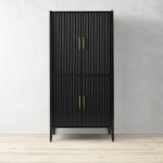 Louis Wood Bar Cabinet Constructivist-Inspired Wine Cabinet With Drawer - Image 8