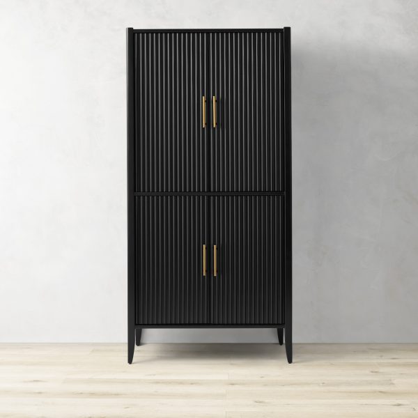 Louis Wood Bar Cabinet Constructivist-Inspired Wine Cabinet With Drawer - Image 8