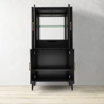 Louis Wood Bar Cabinet Constructivist-Inspired Wine Cabinet With Drawer - Image 9