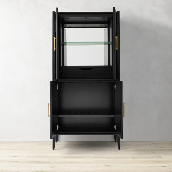 Louis Wood Bar Cabinet Constructivist-Inspired Wine Cabinet With Drawer - Image 9
