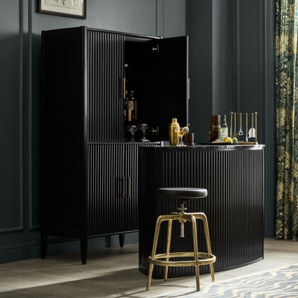 Louis Wood Bar Cabinet Constructivist-Inspired Wine Cabinet With Drawer - Image 4