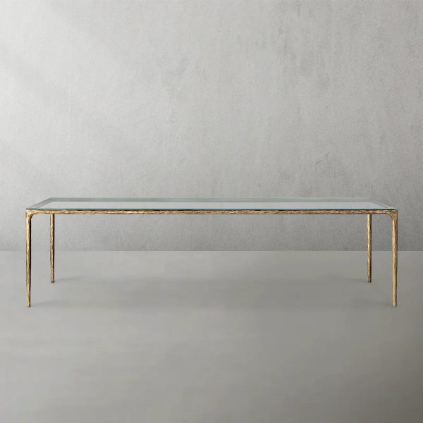 Thaddeus Metal Glass Rectangular Dining Table Hand-Forged Kitchen Table - Image 5