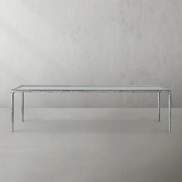 Thaddeus Metal Glass Rectangular Dining Table Hand-Forged Kitchen Table - Image 3