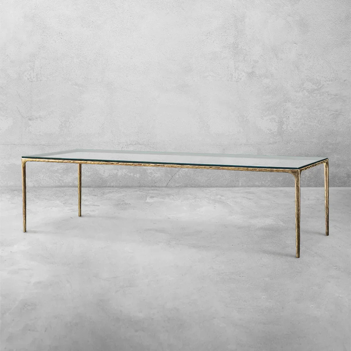 p-4_2893a094-1243-4cc3-8940-4b76c39bc037.jpg Thaddeus Metal Glass Rectangular Dining Table Hand-Forged Kitchen Table - Image 1