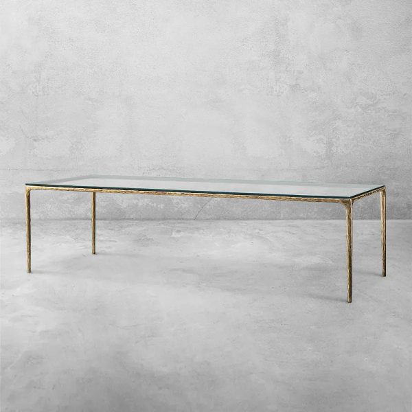Thaddeus Metal Glass Rectangular Dining Table Hand-Forged Kitchen Table - Image 7