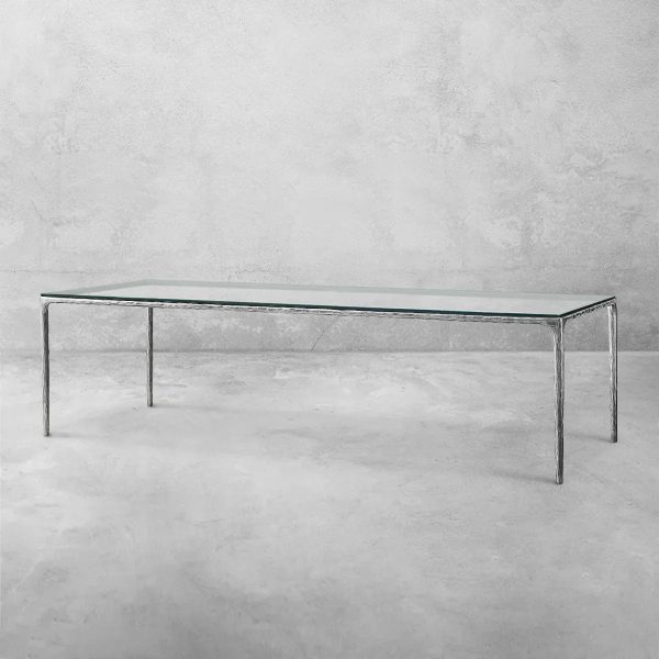 Thaddeus Metal Glass Rectangular Dining Table Hand-Forged Kitchen Table - Image 9
