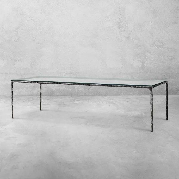 Thaddeus Metal Glass Rectangular Dining Table Hand-Forged Kitchen Table - Image 8
