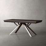 Powell Dual Expandable Wood Dining Table with Steel Base - Image 3