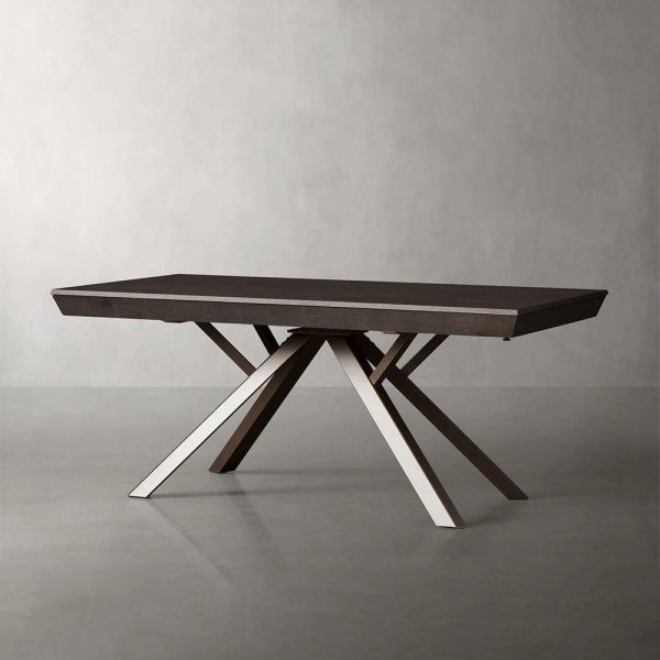 Powell Dual Expandable Wood Dining Table with Steel Base - Image 3
