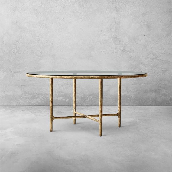 Thaddeus Metal Glass Round Dining Table Hand-Forged Kitchen Table - Image 7