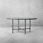 Thaddeus Metal Glass Round Dining Table Hand-Forged Kitchen Table - Image 2