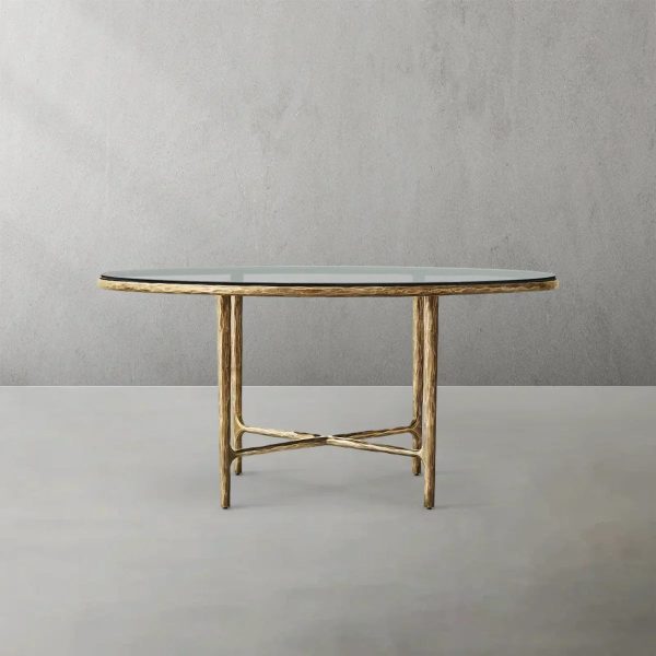 Thaddeus Metal Glass Round Dining Table Hand-Forged Kitchen Table - Image 6