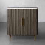 Finnley Small Stone Top Wood Bar Cabinet with Wine Rack - Image 11