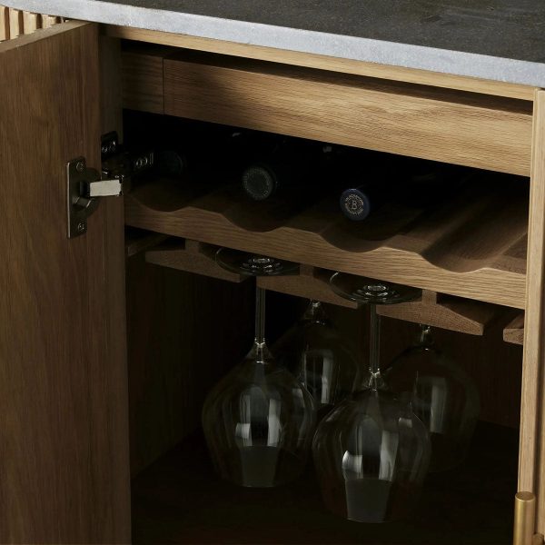 Finnley Small Stone Top Wood Bar Cabinet with Wine Rack - Image 4
