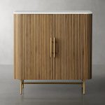 Finnley Small Stone Top Wood Bar Cabinet with Wine Rack - Image 6