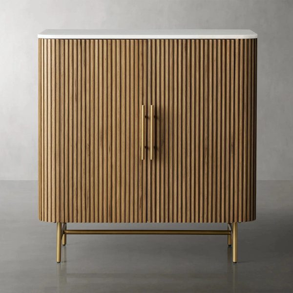Finnley Small Stone Top Wood Bar Cabinet with Wine Rack - Image 6