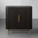 Finnley Small Stone Top Wood Bar Cabinet with Wine Rack - Image 8