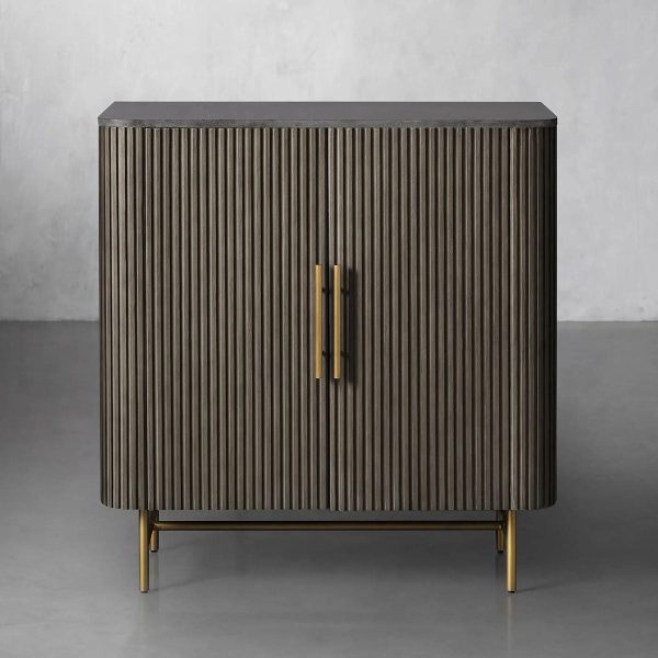 Finnley Small Stone Top Wood Bar Cabinet with Wine Rack - Image 10