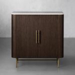 Finnley Small Stone Top Wood Bar Cabinet with Wine Rack - Image 7