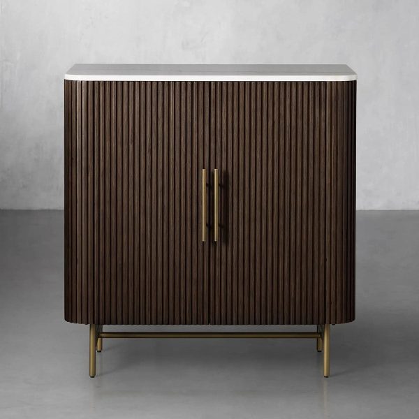 Finnley Small Stone Top Wood Bar Cabinet with Wine Rack - Image 7