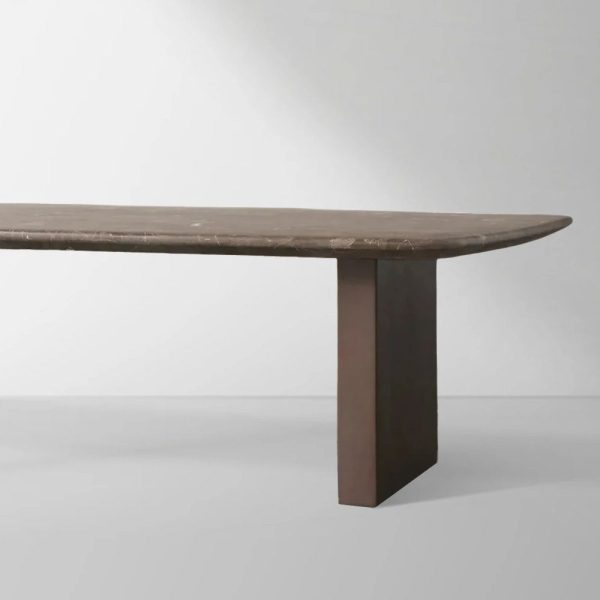 San Germani Espresso Stone Top Coffee Table 72" Center Tea Table with Clement Base - Image 5
