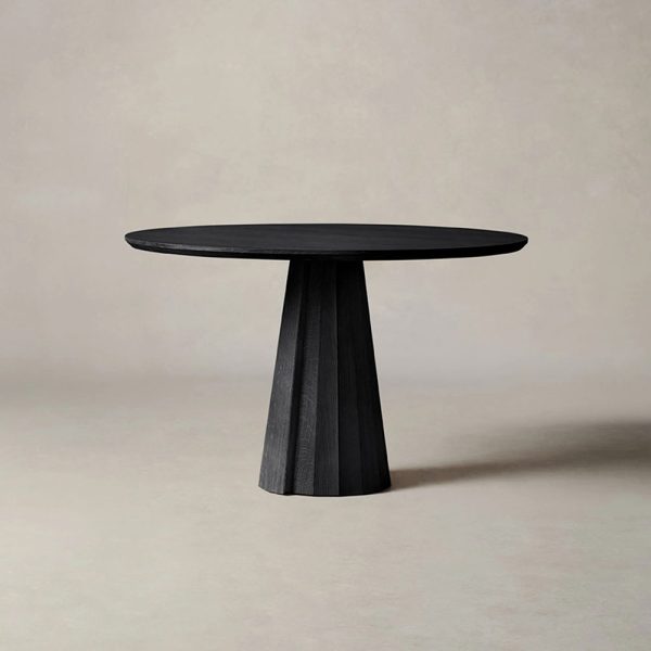 Brank White Oak Wood Round Dining Table With Cone Base - Image 7