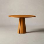 Brank White Oak Wood Round Dining Table With Cone Base - Image 9