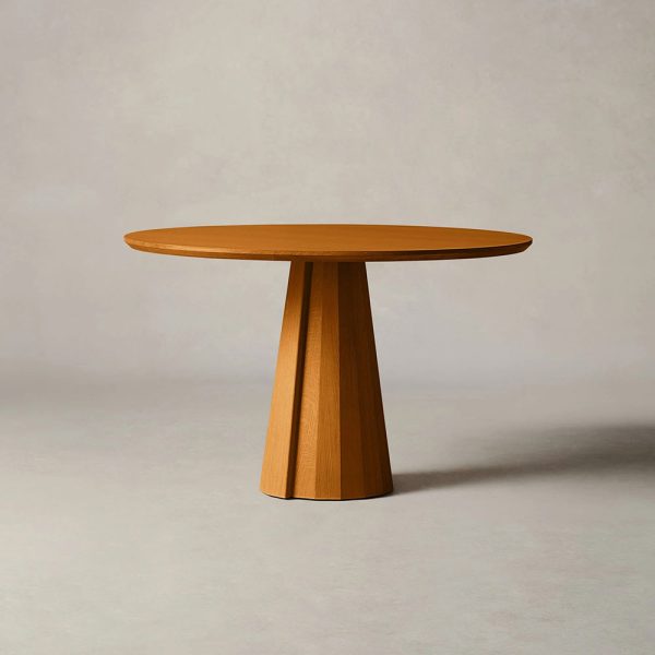 Brank White Oak Wood Round Dining Table With Cone Base - Image 9