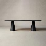 Brank Wood Oval Dining Table With Faceted Cone Base - Image 7