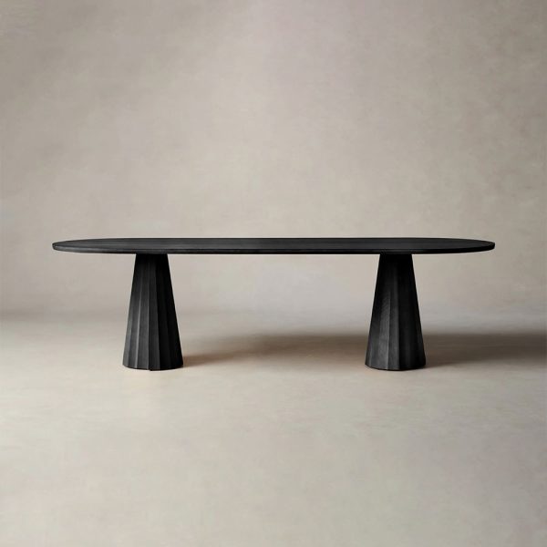 Brank Wood Oval Dining Table With Faceted Cone Base - Image 7