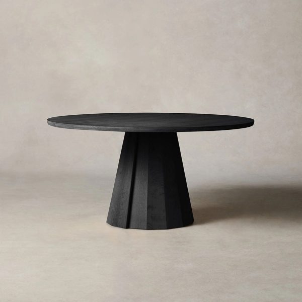 Brank White Oak Wood Round Dining Table With Cone Base - Image 8