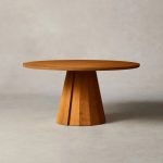 Brank White Oak Wood Round Dining Table With Cone Base - Image 10
