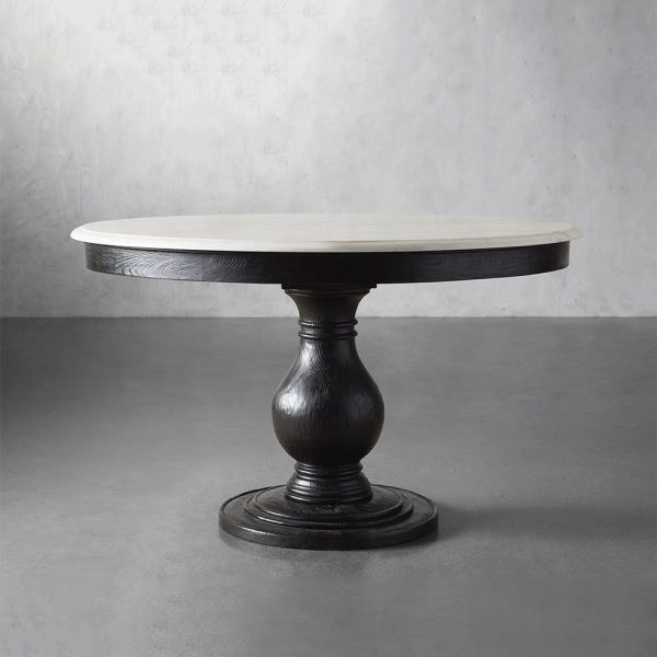 Luca Round Natural Stone Tabletop Dining Table With Pine Base - Image 5