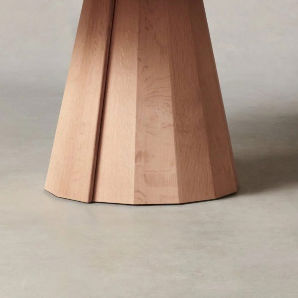 Brank White Oak Wood Round Dining Table With Cone Base - Image 4