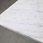 Finnley Rectangle Marble Stone Top Dining Table with Reeded Oak Wood Base - Image 4