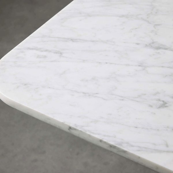 Finnley Rectangle Marble Stone Top Dining Table with Reeded Oak Wood Base - Image 4