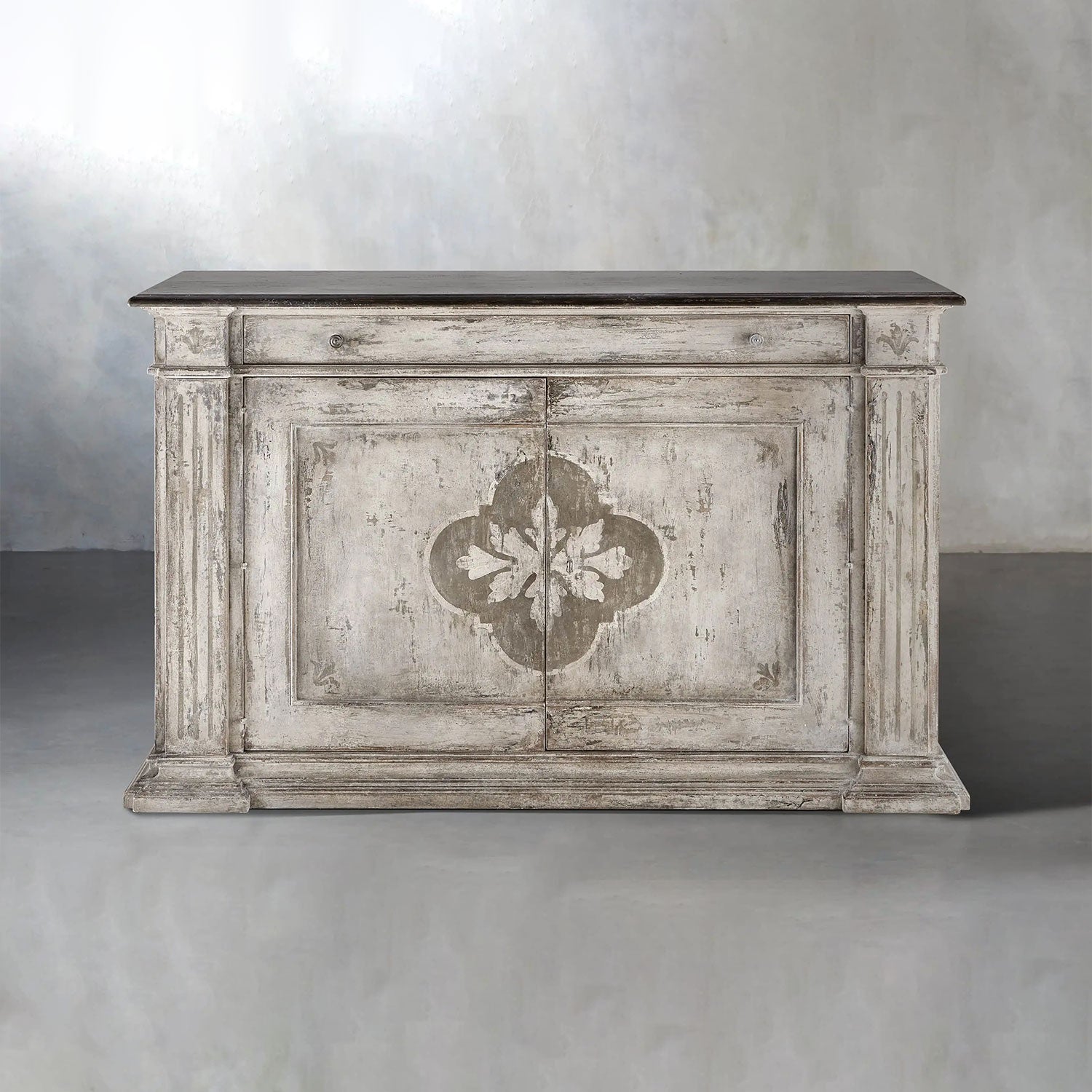 sdwdq34qfafd12rwadcasc.jpg Messina Center Floral Bell'Arte Sideboard Buffet Table Wood Living Room Entryways Cabinet - Image 1