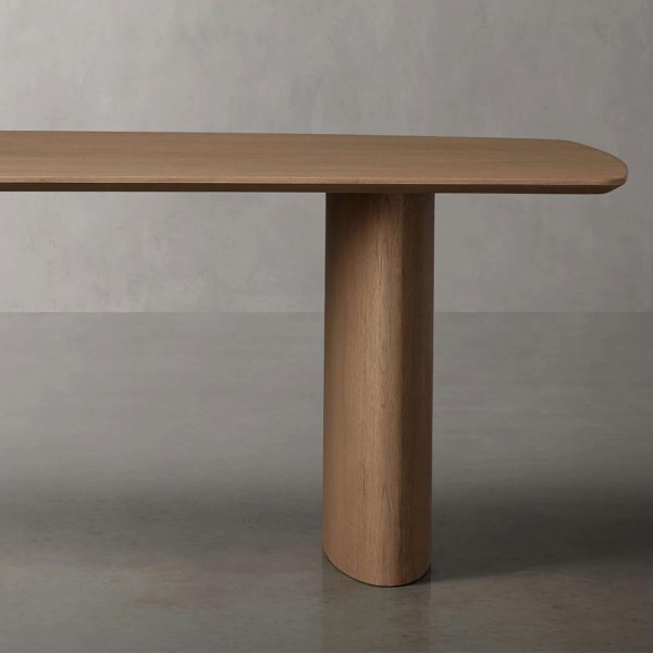Theo Curved Oak Wood Dining Table with Sculptural Base - Image 4