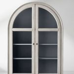 Giotto Antique Tall Display Cabinet Wood Side Storage Cabinet Bookcase with Glass Doors - Image 4