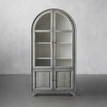 Giotto Antique Tall Display Cabinet Wood Side Storage Cabinet Bookcase with Glass Doors - Image 6