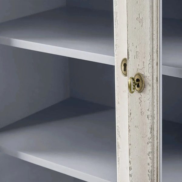 Giotto Antique Tall Display Cabinet Wood Side Storage Cabinet Bookcase with Glass Doors - Image 5