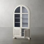 Giotto Antique Tall Display Cabinet Wood Side Storage Cabinet Bookcase with Glass Doors - Image 3