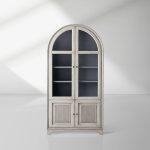 Giotto Antique Tall Display Cabinet Wood Side Storage Cabinet Bookcase with Glass Doors