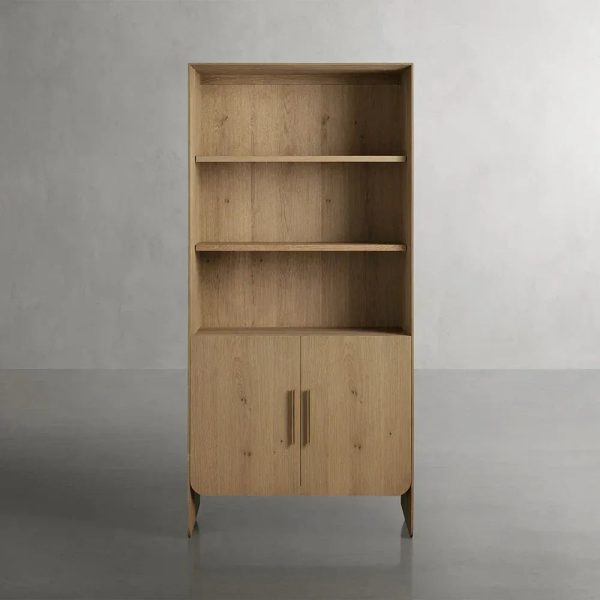Felton Solid Oak Bookcase Cabinet With Removable Shelves - Image 5